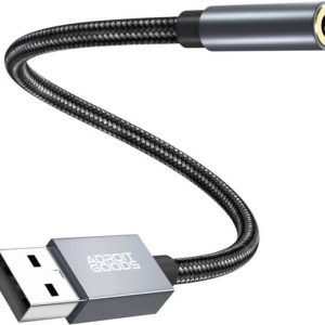 AdroitGoods Usb-A Naar 3,5 mm Aux Audio-Adapter - Externe USB (3D) Geluidskaart - Sound Card - Usb 5.1