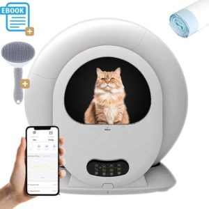 AirLux Automatische Kattenbak Inclusief Kattenborstel - Zelfreinigende kattenbak Met Opvangzakjes - Nederlandse App - 65L - 2024 Model