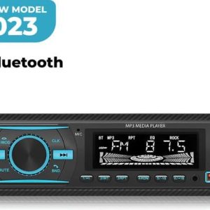 Autoradio met Bluetooth voor alle auto's - USB, AUX en Handsfree - Afstandsbediening - Verlicht - Enkel DIN Auto Radio met Ingebouwde Microfoon -...