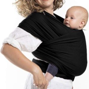 Baby Draagdoek - Babywrap - Baby Carrier - Babydrager - Buikdrager Baby – Baby Draagzak - Baby Sling | Ergonomisch | Met Tasje | Zwart