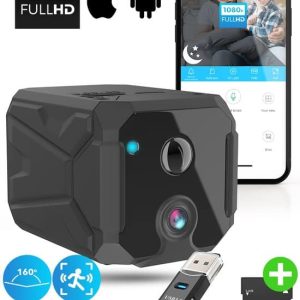 Bastix X3 Spycam - Mini Draadloze IP Beveiligingscamera met 1080P, Bewegingsdetectie en Nachtfunctie - Inclusief 64GB Micro SD Kaart