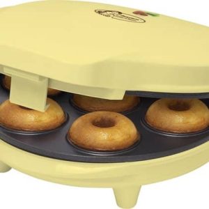 Bestron Donutmaker in Sweet Dreams design, met bakindicatielampje & antiaanbaklaag, 700W, kleur: geel