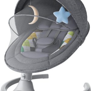 Bioby Elektrisch Wipstoel - Baby Schommelstoel - Elektrische Babyschommel - Babyswing - Wipstoeltjes voor Baby met Klamboe - Grijs