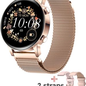 Bizoule Smartwatch Classy Pro Rosé-Goud - Smartwatch voor Dames en Heren - Stappenteller Horloge - Android en iOS - Moederdag Cadeautje