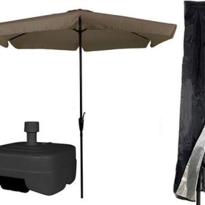 CUHOC Taupe Parasol - Parasolhoes - Extra Zware Vulbare Verrijdbare Parasolvoet - parasol met voet, parasol met hoes en voet, stokparasol met hoes...