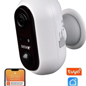 Denver Beveiligingscamera Buiten Draadloos FULL HD - Tuya App - 2MP Wifi Camera - Eenvoudige Montage -Werkt op Batterij - Bewegingsdetectie en...