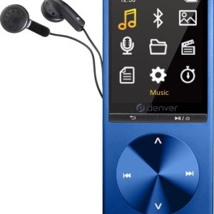 Denver MP3 / MP4 Speler - Bluetooth - USB - Shuffle - tot 128GB - Incl. Oordopjes - Kerstcadeau - Voice recorder - Dicatafoon - MP1820 - Blauw