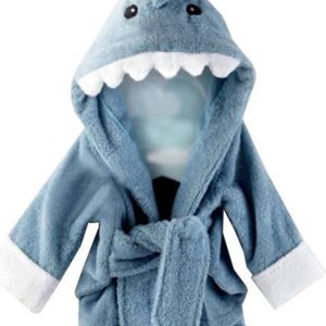 DierOKÉ - Kinder Badjas - Unisex blauwe haai Badjas - Baby Ochtendjas 0-24 Maanden Oud - Met Capuchon Kinderen - Dierenbadjas - Kraamcadeau - shark...