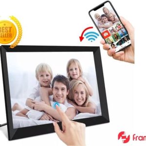 Digitale Fotolijst Zwart - met Wifi en Frameo app – 10.1 Inch- Fotokader- HD+ IPS Touchscreen – 16GB - Mirco SD by JM Force