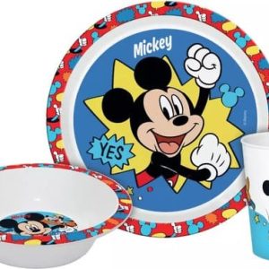 Disney Mickey Mouse ontbijtset, micro plastic set in een doos
