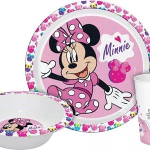 Disney Minnie Mouse ontbijtset, micro plastic set in een doos - 3-delig