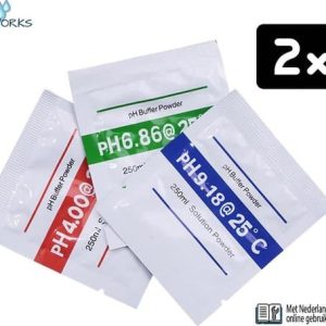 Ecoworks pH kalibratiepoeders - Twee complete sets van 3 poeders 4.01, 6.86 en 9.18 - pH meter kalibratie - Kalibratievloeistof - Chloormeter -...