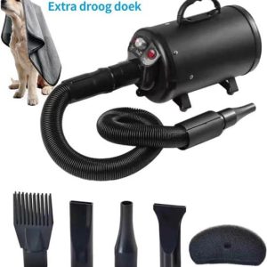 Edward&DeVries Professionele Hondenföhn met 4 Opzetstukken – Waterblazer voor Honden – Stil Design – krachtig + Extra Filter - Zwart