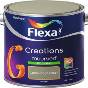 Flexa Creations - Muurverf Extra Mat - Camouflage Green - Groen - 2,5 liter