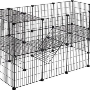 Hek voor Huisdieren - 2 Niveaus - Modulaire Ren voor Kleine Dieren (Cavia, Konijn, Ratje, Knaagdier) - 143 x 73 x 71 cm