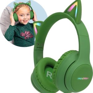 iMoshion Koptelefoon Kinderen Met Met Kattenoortjes Bluetooth - Kinder Koptelefoon / Hoofdtelefoon Draadloos Over Ear - Groen