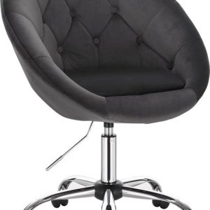 Kamyra® Ergonomische Bureaustoel - met Armleuning & In Hoogte Verstelbaar - Stoel, Eetkamerstoel, Bureaustoelen - Velvet - Grijs