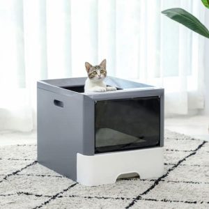 Kattenbak Zelfreinigend Huisdier Toilet – Automatische Kattenbak - Katten – Kattenbakvulling – Lade Met Schep - Donker grijs