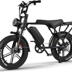 Kick&Move - V8 - Fatbike – 2024 model – Hydraulic – 250W Vermogen – Shimano 7 Versnellingen – Achterzitje - Voetsteunen - Black