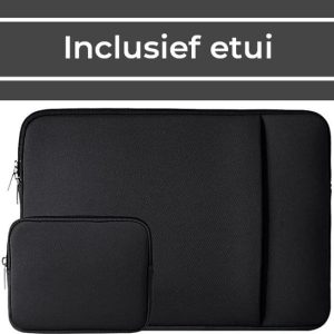 Laptop sleeve 17 inch + Etui (Laptophoes) zwart van ZEDAR®