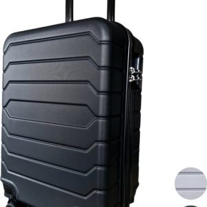 Leonardo - Luxe Handbagage Koffer Zwart- 4 dubbele Zwenkwielen 360 graden - Past binnen 55x40x20 cm en 55x35x25 cm - Hardcase - Cijferslot -...