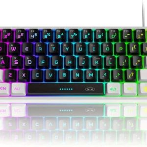 MageGee TS91 Zwart/Wit - Gaming Toetsenbord - 60% Keyboard - Ergonomisch - RGB toetsenbord