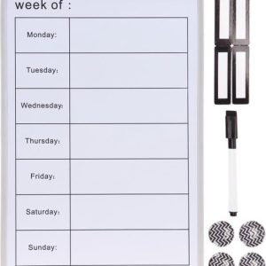 Magnetisch whiteboard/weekplanner met stift en magneetjes 40 x 28 x 1 cm. - Memobord - Planbord