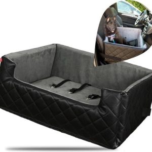 Mia Lux - Autostoel voor hond - 67x50cm - Wasbaar - Hondenmand Auto - Handgemaakt - Zwart