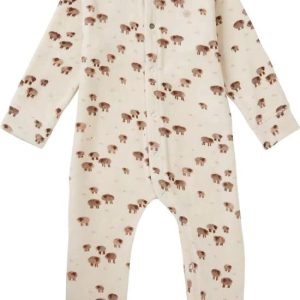 Noppies Unisex playsuit Tolleson long sleeve allover print Unisex Boxpak - Butter Cream - Maat 68