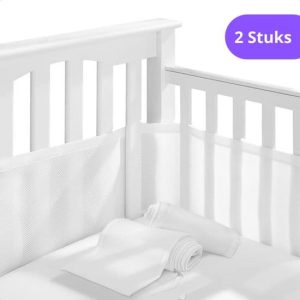 Pasaro® Baby Bedbumper Wit - Bed Omrander - Bumper Ledikant - Bedomrander - Hoofdbeschermer - Bedomranding - Parkomranding - Set van 2 - 340x30cm &...