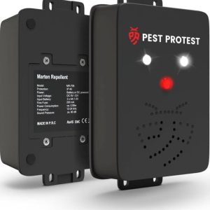 Pest Protest® Marterverjager - Op Auto accu, 12V of Batterijen - Ultrasone Marter Verjager - Outdoor Ongedierte Verjagers - Anti Steenmarter voor...