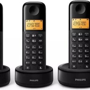 Philips D1603B/01- Draadloze DECT-Telefoon met 3 Handsets - Huistelefoon met Groot Display (4,1 cm) en Nummerherkenning - Zwart