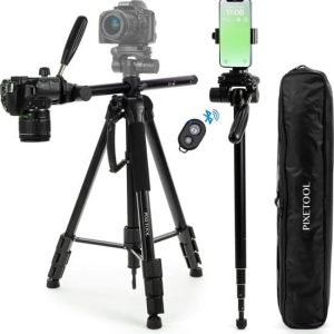 PIXETOOL Camera en Telefoon Statief 180cm – Tripod Statief – Spiegelreflexcamera Statief – Incl. Smartphone Houder – Smartphone Statief – Camera...