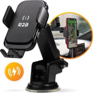 R2B® Telefoonhouders auto zuignap met draadloze oplader - Voor raam, dashboard en ventilatie - Mobiel / Gsm houder automatisch - Accessories -...