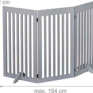 Relaxdays Veiligheidshekje hout - 92 cm hoog - traphekje - deurhek - zonder boren - grijs - 3 panelen