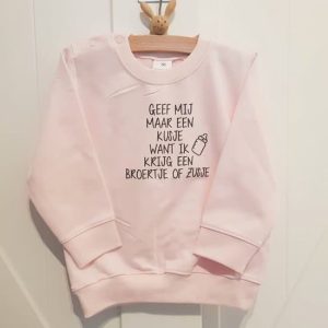 Shirt trui sweater tekst voor kind baby Aankondiging zwangerschap kusje broertje zusje Ik word grote zus roze | maat 86 zwanger geboorte cadeau...