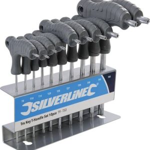 Silverline 10-delige Trx sleutel set met T-handvat T9 - T50