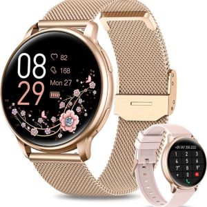 Stano® Smartwatch Dames Rosé Goud / Roze - 2022 model met Belfunctie en Hartslagmeter - Smartwatch Android en IOS - Full HD Kleurenscherm -...