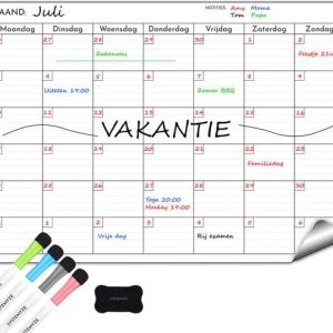 Systemyze Maandplanner Whiteboard – Magnetisch Planbord – Magnetische Maandplanner – Inclusief Markers & Wisser – A3 Formaat