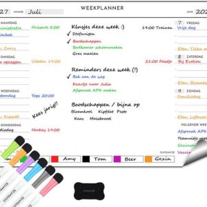 Systemyze Weekplanner Whiteboard – Weekplanner Magnetisch – Planbord – Familieplanner Whiteboard – Inclusief Markers & Wisser – A3 Formaat