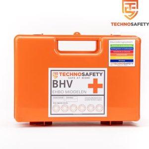 Technosafety EHBO Koffer BHV - A Basis - Oranje Koffer - Inclusief Wandhouder - Bevestigingsmateriaal