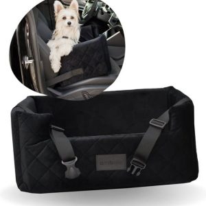 Velvet Black - Autostoel voor hond - 57x50cm - Wasbaar - Hondenmand Auto - Handgemaakt