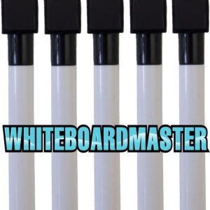 Vijf magnetische whiteboard stiften zwart (met magneet / wisser in dop)