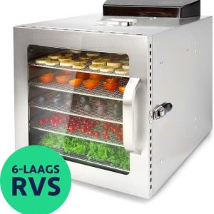Vita5 Nobel S Voedseldroger – Droogoven - RVS – 24-Uurs Timer - 30-90°C – 400 Watt – Led-bedieningspaneel – Dehydrator – 6 Laags