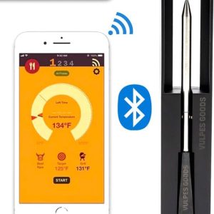 Vulpes Kitchen® Draadloze Vleesthermometer - BBQ Thermometer - Bluetooth met gratis App - Kernthermometer - Oventhermometer - Oplaadbaar - Fast...
