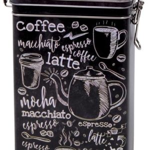 Zwart rechthoekig koffieblik/bewaarblik 19 cm - Koffie voorraadblikken - Koffiepads/koffiecups voorraadbussen
